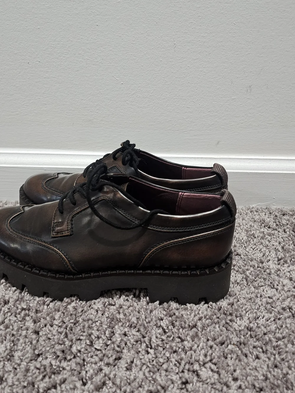 Franco Sarto Chunky Lace-Up Shoes in Dark Brown Balin Oxford Size 6.5